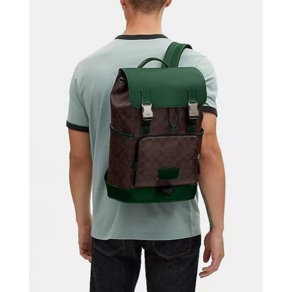 COACH- NWT Coach MEN's Track Backpack In Colorblock Signature Canvas